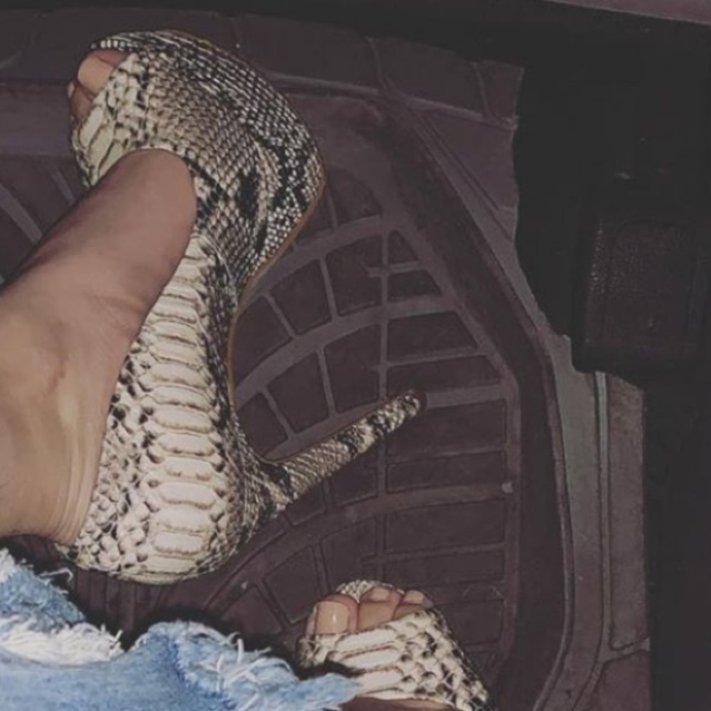 Faux snake skin high heels